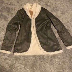 Listicle Sherpa Suede Cardigan